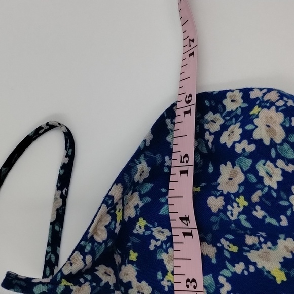 Xhilaration blue white floral sundress size medium adjustable straps, lace up - Picture 8 of 12